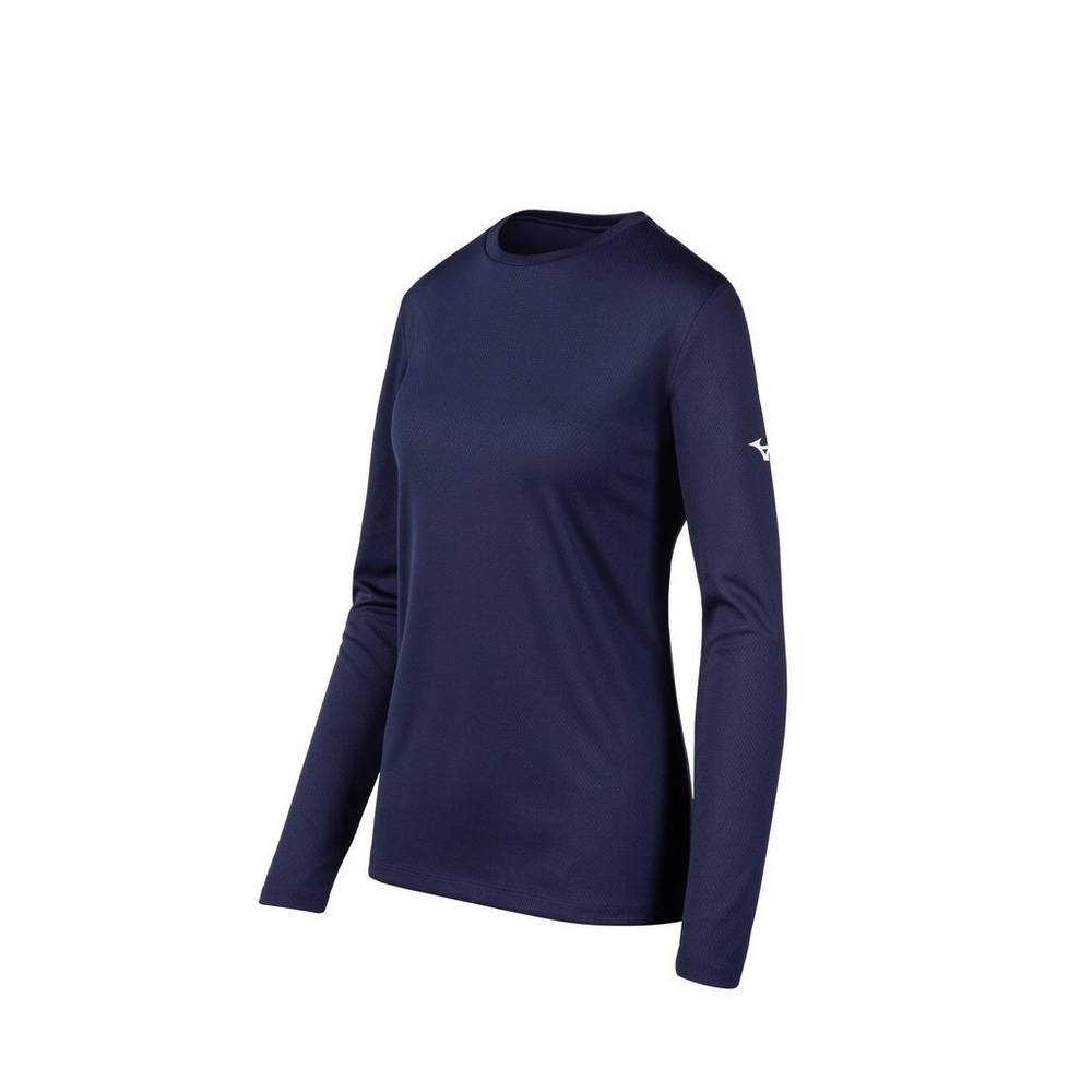 Mizuno Long Sleeve - Bayan Tişört - Lacivert Türkiye (SRAFVC-639)